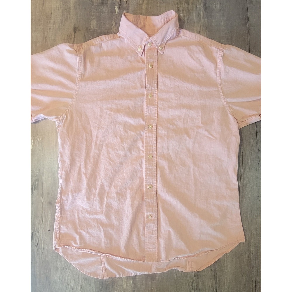 Outlier Short Sleeve Pivot Shirt Mens Large Pink 100% Cotton Made in NYC